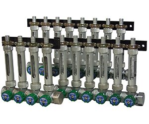 USR Glass Tube Variable Area Flow Meter Manifold Valve Block